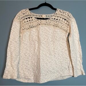 NWOT Anthropologie Meadow Rue Women's Cream Crochet Knit Sweater Top Size XSP
